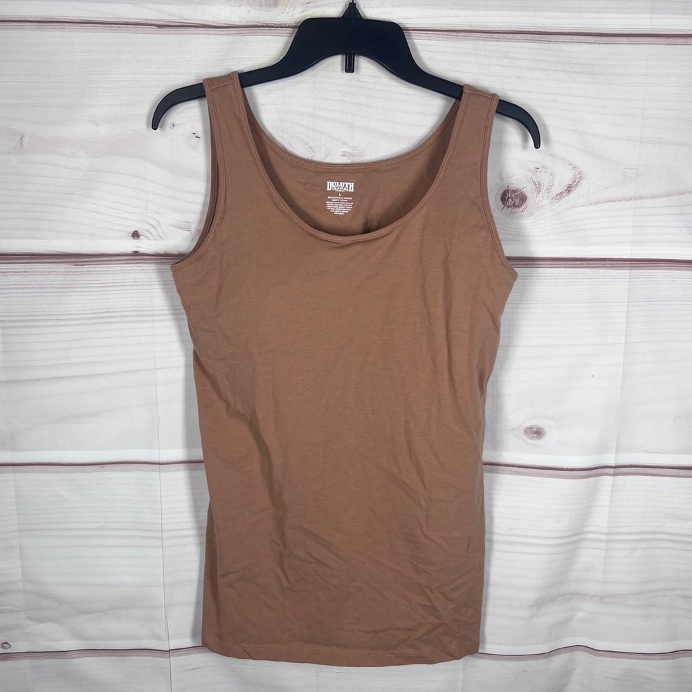 Duluth Trading Tank Top Womens Large Brown Shelf Bra Scoop Neck Cotton Blend